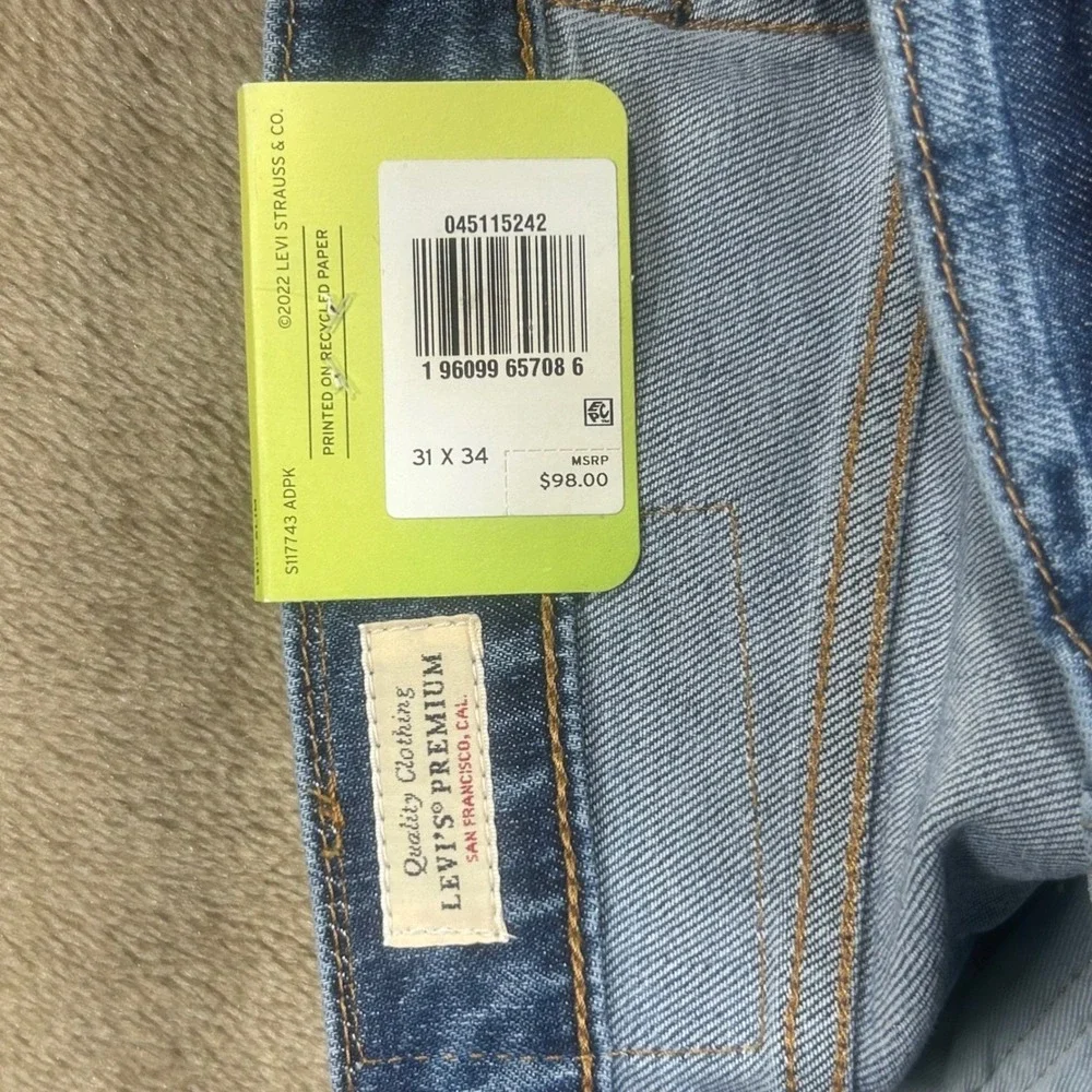Levis Premium 511 Slim Mens Jeans 31x34 Blue Premium Performance 04511-5242 NWT